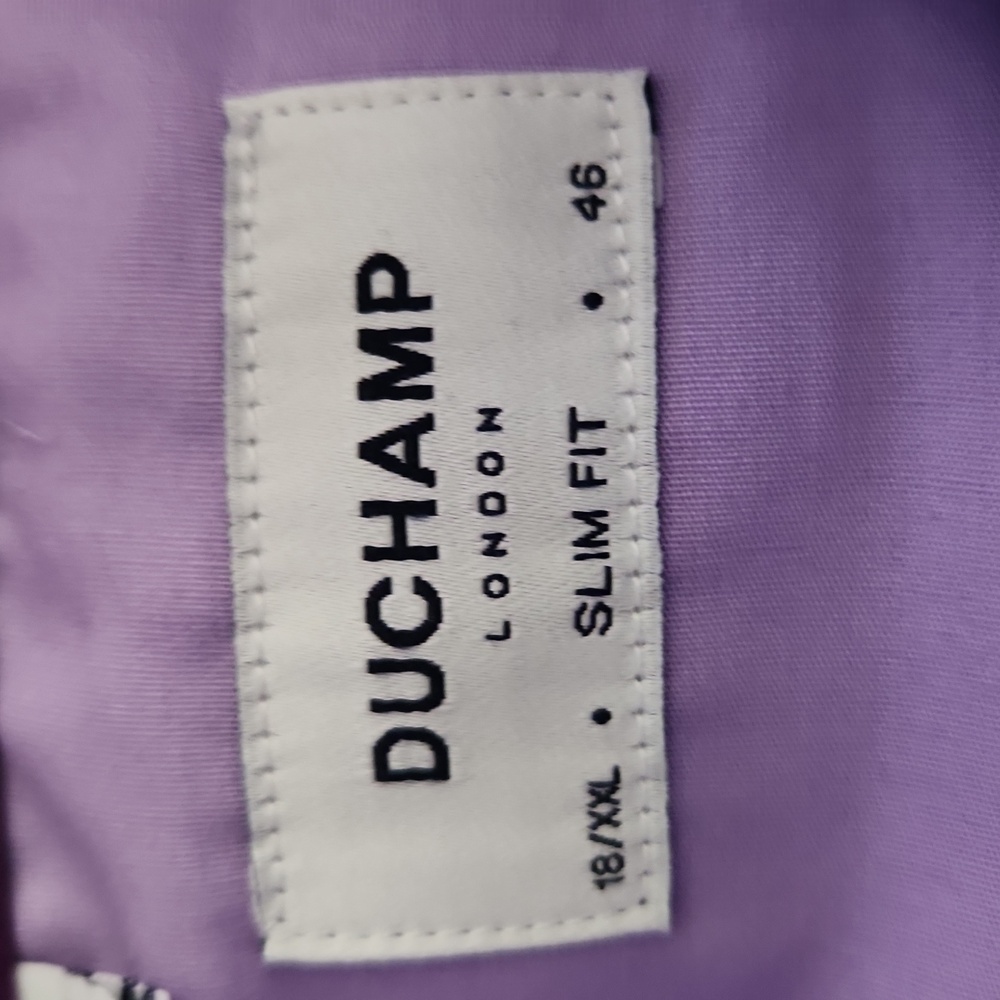 Duchamp London Men Luxury Purple White Shirt Long Sleeve Slim Fit Cotton XXL (18 - Picture 2 of 13